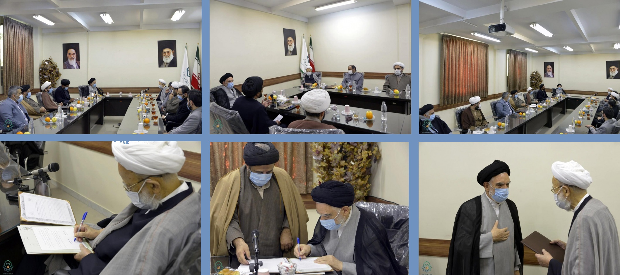 امضاء تفاهم نامه پذیرش طلاب مدرسه‌عالی و دانشگاه شهید مطهری میان حضرت آیت‌الله امامی کاشانی(دامت برکاته)و آیت‌الله مصباح عاملی در حوزه علمیه خراسان