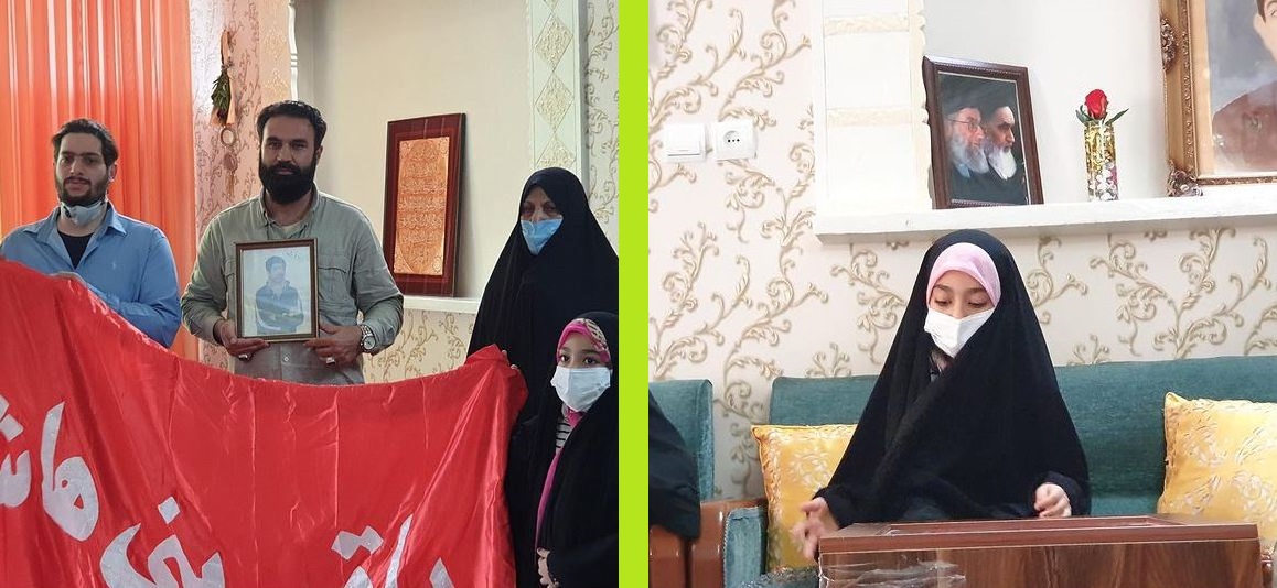 گزارش تصویری از حضور گروه جهادی مدرسه عالی شهید مطهری در منزل شهید همایون قنبری در شب ولادت حضرت اباعبدالله الحسین (ع) به همراه پرچم گنبد حرم حضرت ابوالفضل (ع)